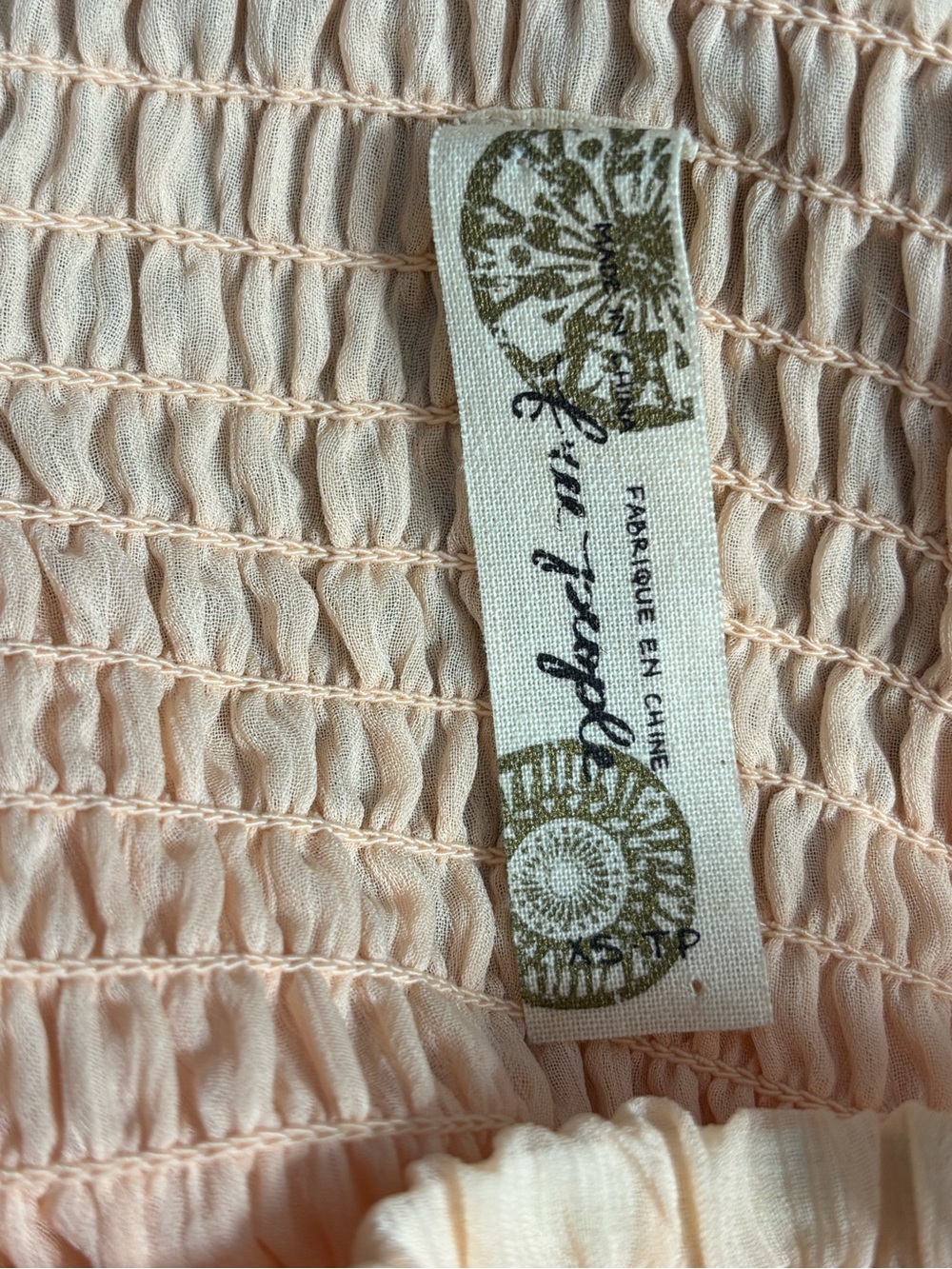 Free People Peach Strapless Smocked Maxi Dress Lace Up Back XS - Picture 4 of 4
